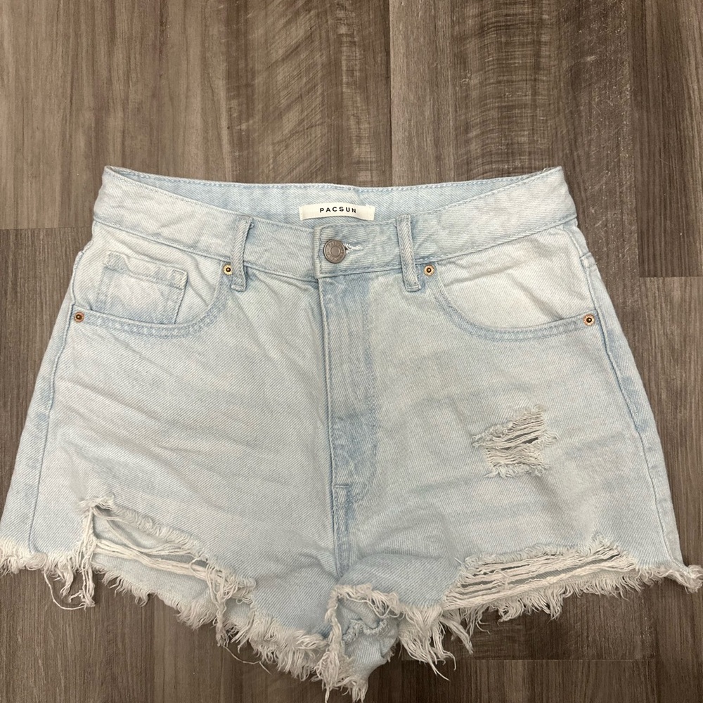PacSun Sky Blue Frayed Hem Jean Shorts